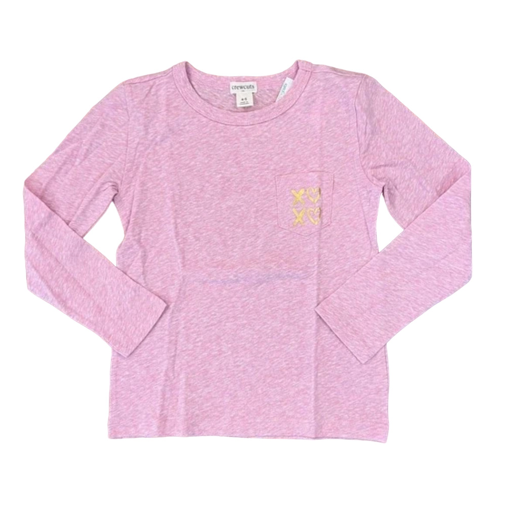 NWT J. Crew Girls' Heather Pink W/Metallic Gold XOXO Tee